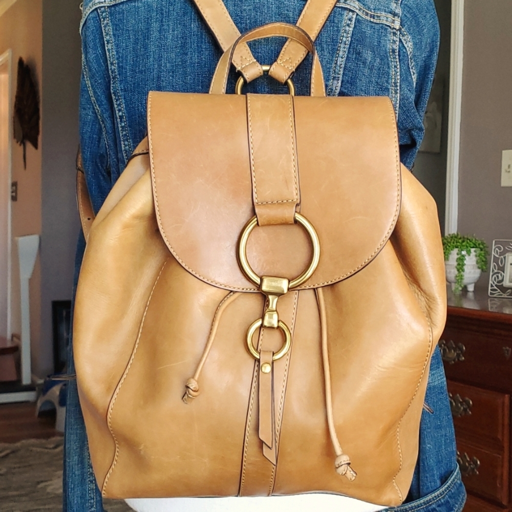 Frye Tan Leather Backpack